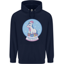 Christmas Unicorn Snow Globe Childrens Kids Hoodie Navy Blue