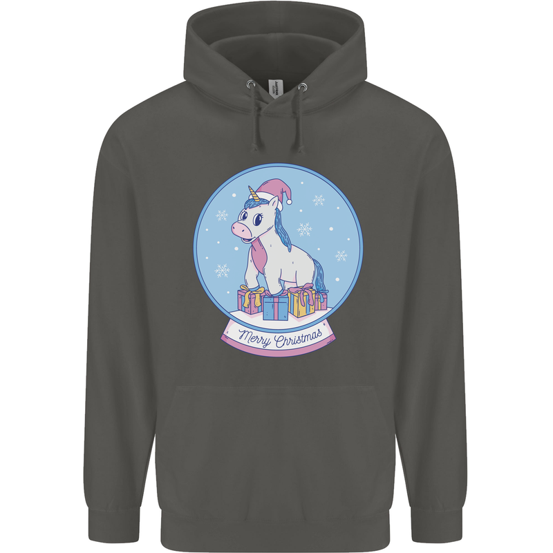 Christmas Unicorn Snow Globe Childrens Kids Hoodie Storm Grey
