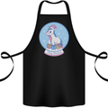 Christmas Unicorn Snow Globe Cotton Apron 100% Organic Black