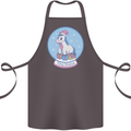 Christmas Unicorn Snow Globe Cotton Apron 100% Organic Dark Grey