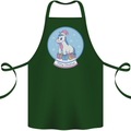 Christmas Unicorn Snow Globe Cotton Apron 100% Organic Forest Green