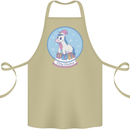 Christmas Unicorn Snow Globe Cotton Apron 100% Organic Khaki