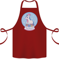 Christmas Unicorn Snow Globe Cotton Apron 100% Organic Maroon