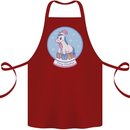 Christmas Unicorn Snow Globe Cotton Apron 100% Organic Maroon