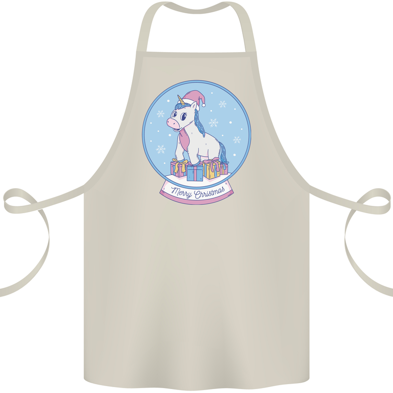 Christmas Unicorn Snow Globe Cotton Apron 100% Organic Natural