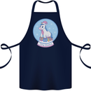 Christmas Unicorn Snow Globe Cotton Apron 100% Organic Navy Blue