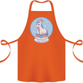 Christmas Unicorn Snow Globe Cotton Apron 100% Organic Orange