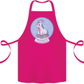 Christmas Unicorn Snow Globe Cotton Apron 100% Organic Pink