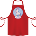 Christmas Unicorn Snow Globe Cotton Apron 100% Organic Red
