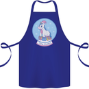 Christmas Unicorn Snow Globe Cotton Apron 100% Organic Royal Blue