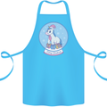 Christmas Unicorn Snow Globe Cotton Apron 100% Organic Turquoise