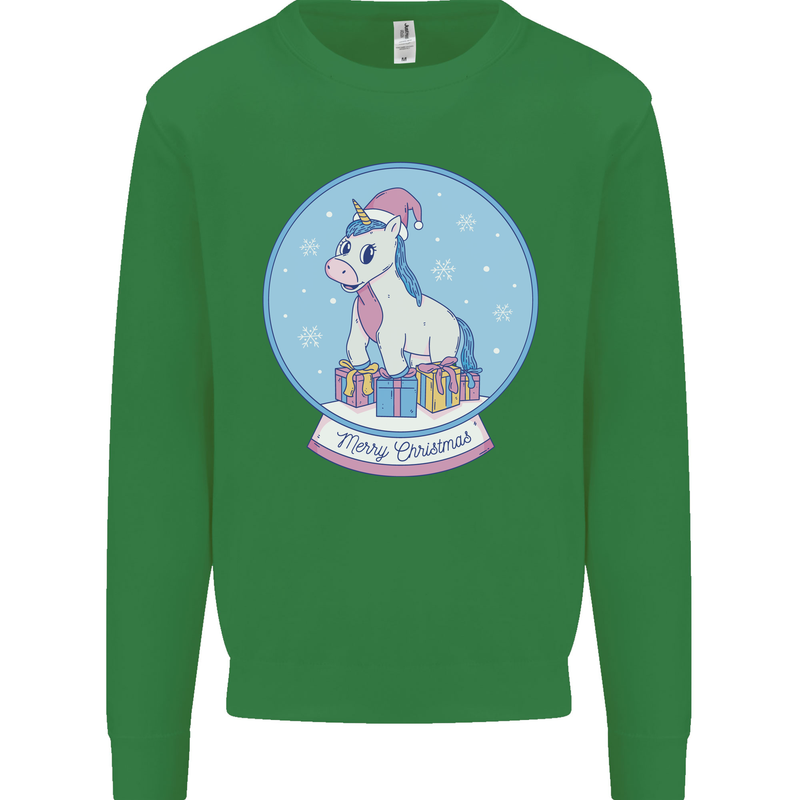 Christmas Unicorn Snow Globe Kids Sweatshirt Jumper Irish Green