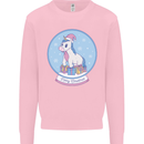 Christmas Unicorn Snow Globe Kids Sweatshirt Jumper Light Pink