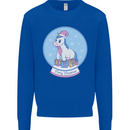 Christmas Unicorn Snow Globe Kids Sweatshirt Jumper Royal Blue