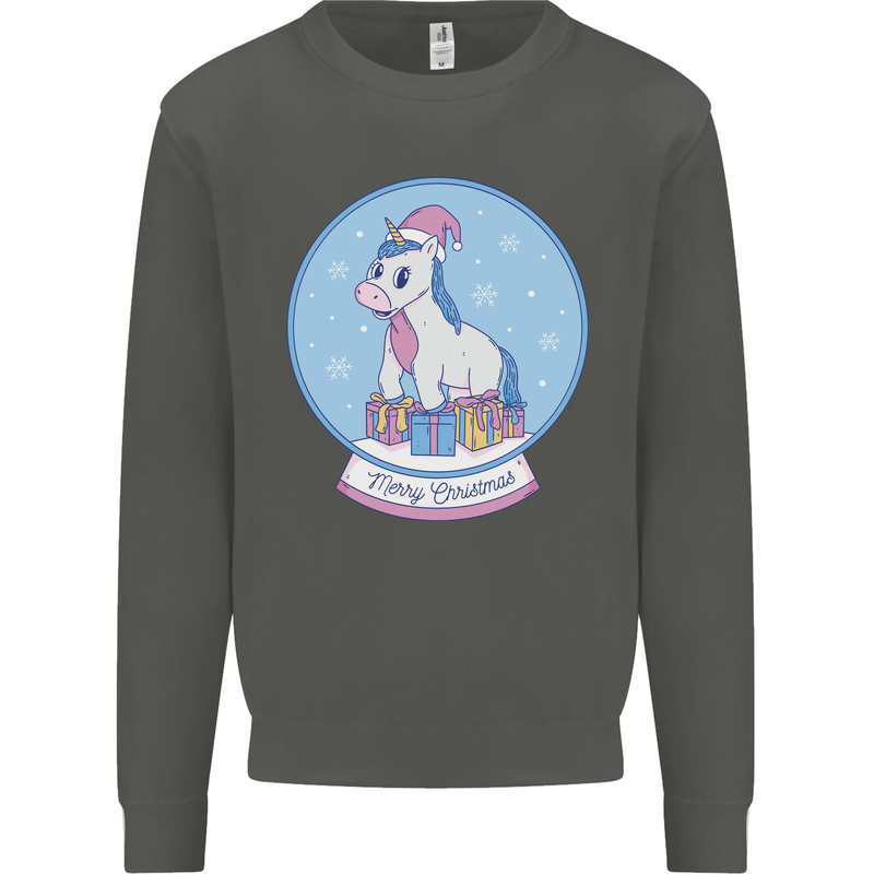 Christmas Unicorn Snow Globe Kids Sweatshirt Jumper Storm Grey