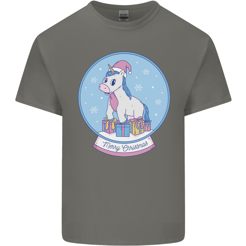 Christmas Unicorn Snow Globe Kids T-Shirt Childrens Charcoal