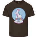 Christmas Unicorn Snow Globe Kids T-Shirt Childrens Chocolate