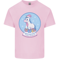 Christmas Unicorn Snow Globe Kids T-Shirt Childrens Light Pink
