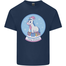 Christmas Unicorn Snow Globe Kids T-Shirt Childrens Navy Blue