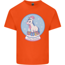 Christmas Unicorn Snow Globe Kids T-Shirt Childrens Orange