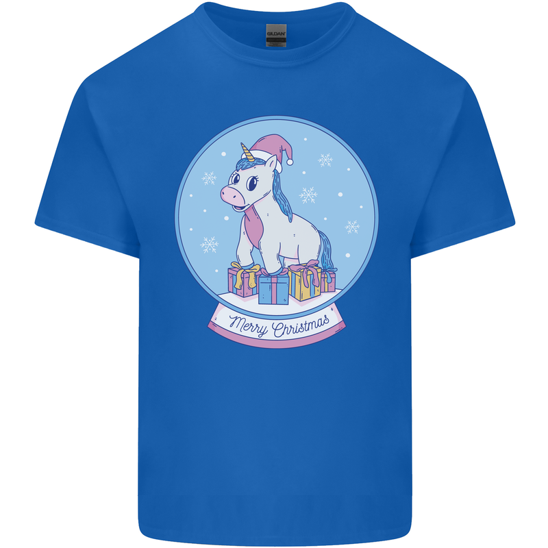 Christmas Unicorn Snow Globe Kids T-Shirt Childrens Royal Blue