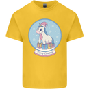 Christmas Unicorn Snow Globe Kids T-Shirt Childrens Yellow