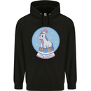 Christmas Unicorn Snow Globe Mens 80% Cotton Hoodie Black