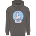 Christmas Unicorn Snow Globe Mens 80% Cotton Hoodie Charcoal