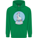 Christmas Unicorn Snow Globe Mens 80% Cotton Hoodie Irish Green