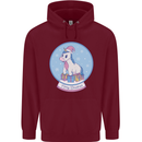 Christmas Unicorn Snow Globe Mens 80% Cotton Hoodie Maroon
