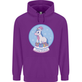 Christmas Unicorn Snow Globe Mens 80% Cotton Hoodie Purple
