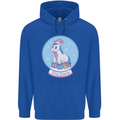 Christmas Unicorn Snow Globe Mens 80% Cotton Hoodie Royal Blue
