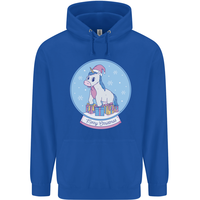Christmas Unicorn Snow Globe Mens 80% Cotton Hoodie Royal Blue