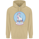 Christmas Unicorn Snow Globe Mens 80% Cotton Hoodie Sand