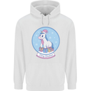 Christmas Unicorn Snow Globe Mens 80% Cotton Hoodie White