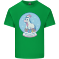 Christmas Unicorn Snow Globe Mens Cotton T-Shirt Tee Top Irish Green