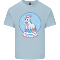 Christmas Unicorn Snow Globe Mens Cotton T-Shirt Tee Top Light Blue