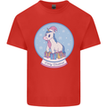 Christmas Unicorn Snow Globe Mens Cotton T-Shirt Tee Top Red