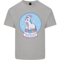 Christmas Unicorn Snow Globe Mens Cotton T-Shirt Tee Top Sports Grey