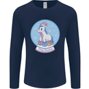 Christmas Unicorn Snow Globe Mens Long Sleeve T-Shirt Navy Blue