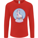 Christmas Unicorn Snow Globe Mens Long Sleeve T-Shirt Red