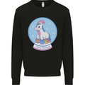 Christmas Unicorn Snow Globe Mens Sweatshirt Jumper Black