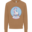 Christmas Unicorn Snow Globe Mens Sweatshirt Jumper Caramel Latte