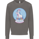 Christmas Unicorn Snow Globe Mens Sweatshirt Jumper Charcoal