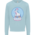 Christmas Unicorn Snow Globe Mens Sweatshirt Jumper Light Blue