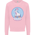 Christmas Unicorn Snow Globe Mens Sweatshirt Jumper Light Pink
