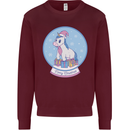 Christmas Unicorn Snow Globe Mens Sweatshirt Jumper Maroon