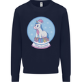 Christmas Unicorn Snow Globe Mens Sweatshirt Jumper Navy Blue