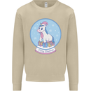 Christmas Unicorn Snow Globe Mens Sweatshirt Jumper Sand