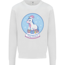 Christmas Unicorn Snow Globe Mens Sweatshirt Jumper White